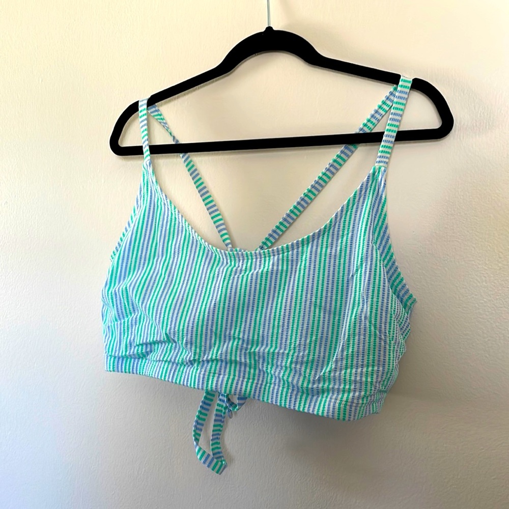 Great and supportive Bikini swim top. Teal, green, and lavender.